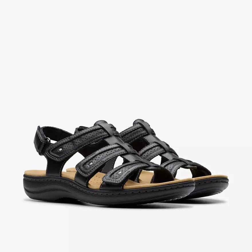 Sandales plates Laurieann Ivy en cuir noir pour femme Sandales plates Laurieann Ivy en cuir noir pour femme