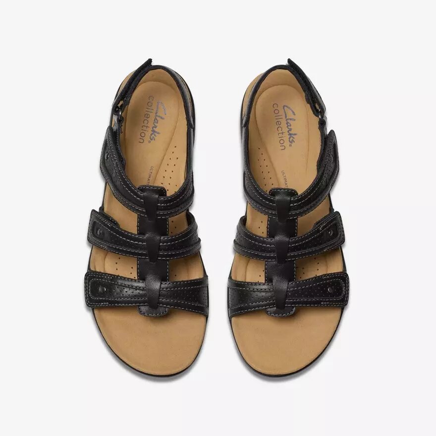 Sandales plates Laurieann Ivy en cuir noir pour femme Sandales plates Laurieann Ivy en cuir noir pour femme