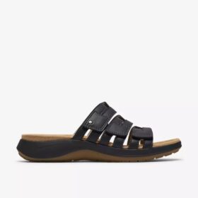 Sandales plates Maelynn Abby en cuir noir pour femme