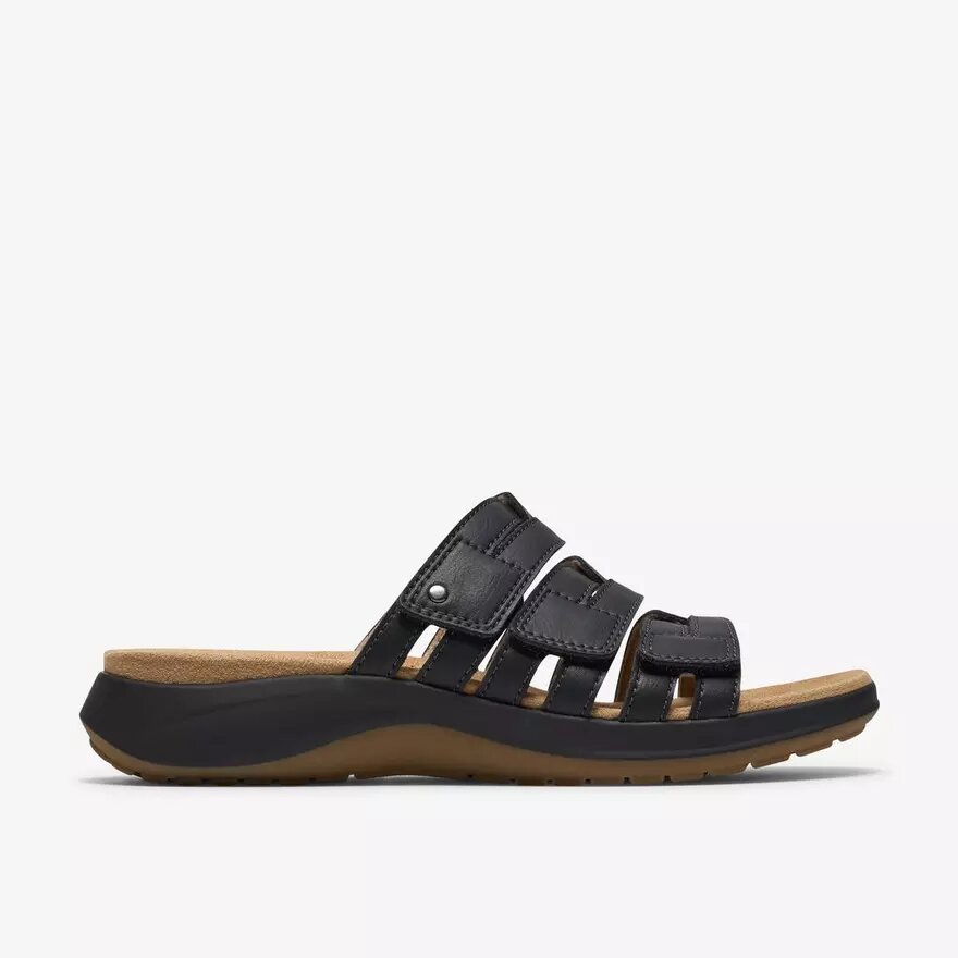 Sandales plates Maelynn Abby en cuir noir pour femme Sandales plates Maelynn Abby en cuir noir pour femme