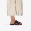 Sandales plates Maelynn Abby en cuir noir pour femme Sandales plates Maelynn Abby en cuir noir pour femme