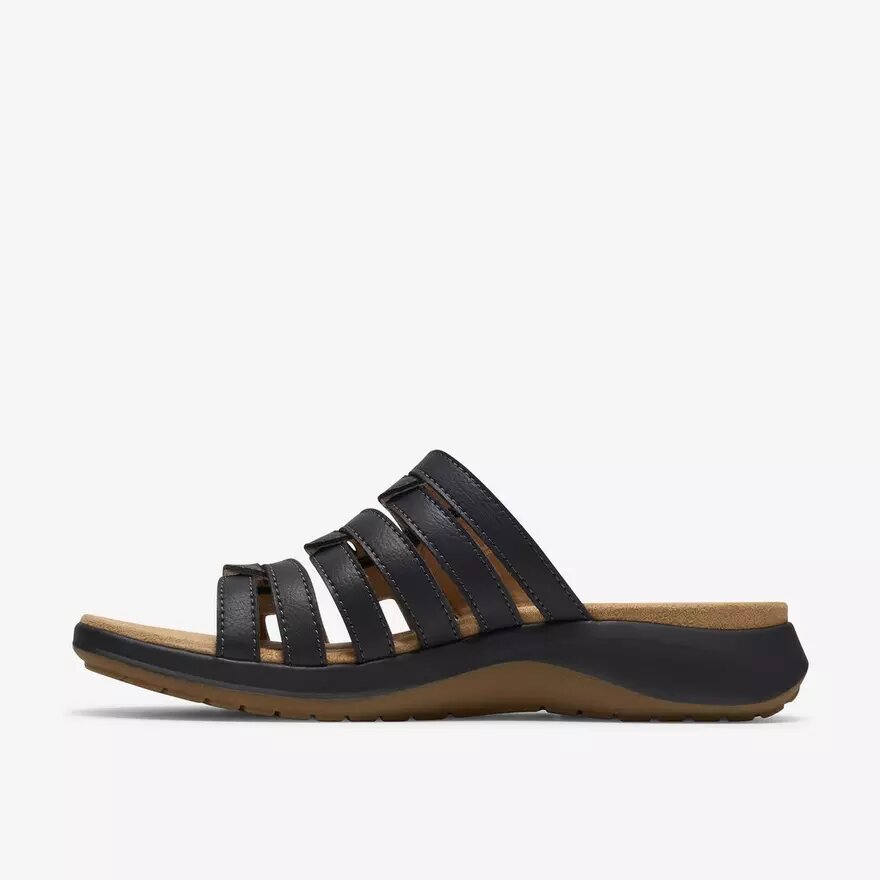 Sandales plates Maelynn Abby en cuir noir pour femme Sandales plates Maelynn Abby en cuir noir pour femme