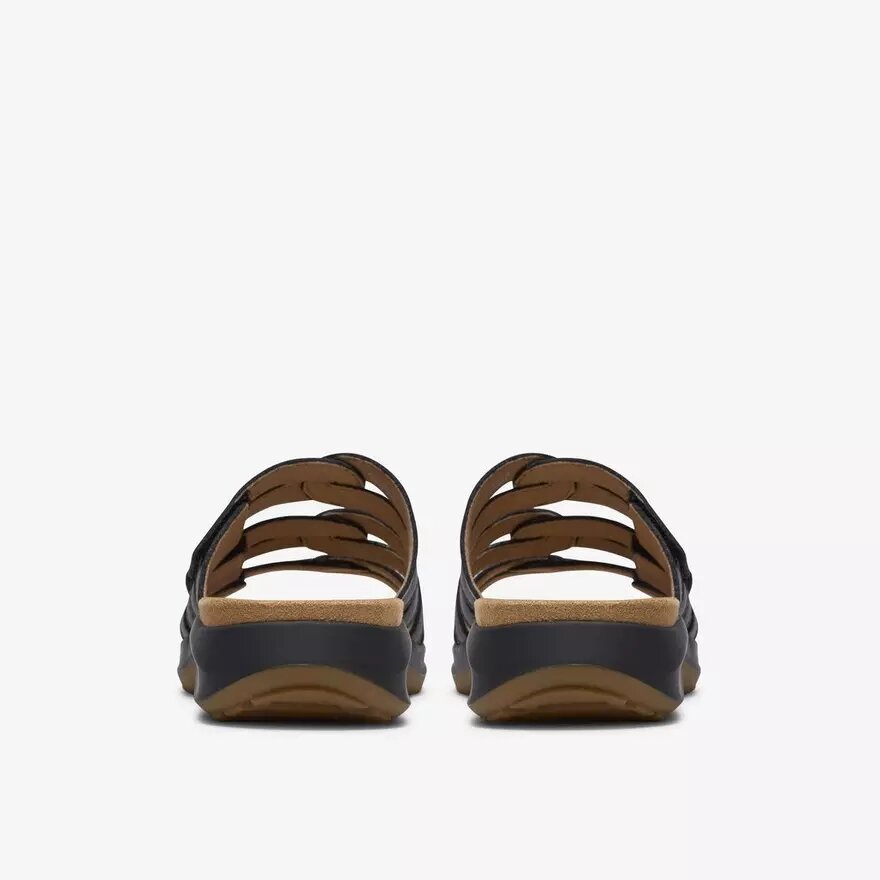 Sandales plates Maelynn Abby en cuir noir pour femme Sandales plates Maelynn Abby en cuir noir pour femme
