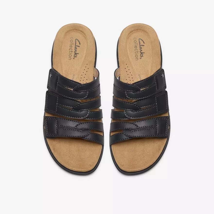 Sandales plates Maelynn Abby en cuir noir pour femme Sandales plates Maelynn Abby en cuir noir pour femme