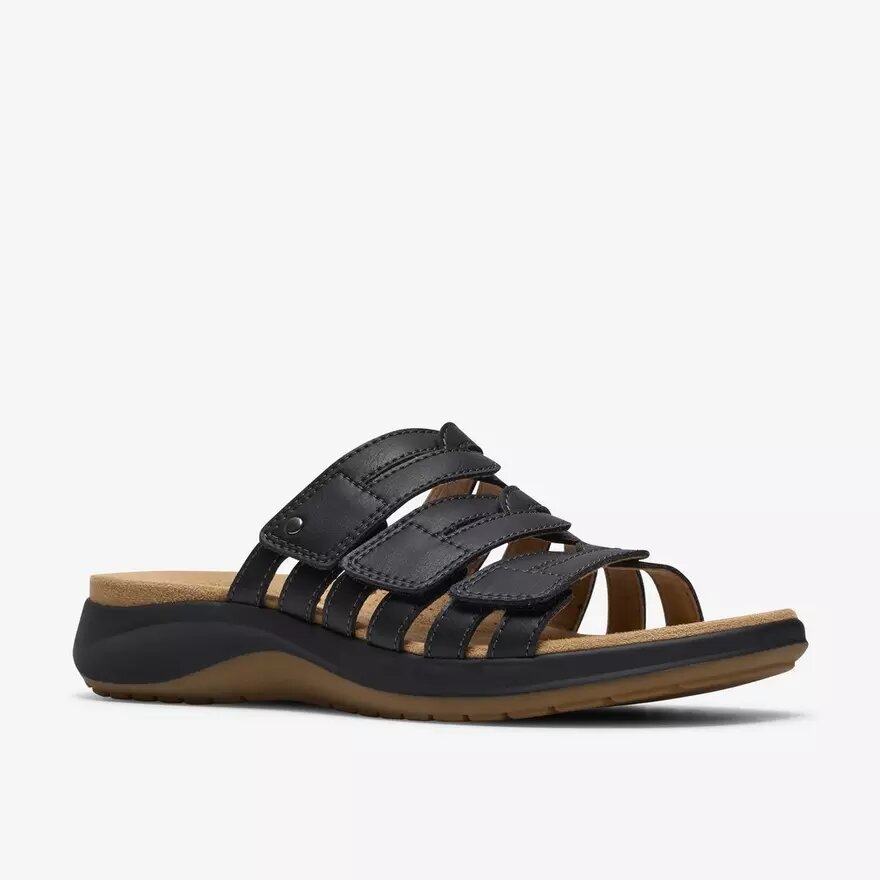 Sandales plates Maelynn Abby en cuir noir pour femme Sandales plates Maelynn Abby en cuir noir pour femme