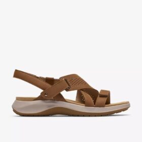 Sandales plates Maelynn Gem en nubuck beige pour femme