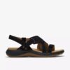 Sandales plates Maelynn Gem en nubuck noir pour femme