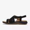 Sandales plates Maelynn Gem en nubuck noir pour femme