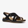 Sandales plates Maelynn Gem en nubuck noir pour femme
