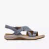 Sandales plates Maelynn Gem pour femme, en nubuck bleu denim