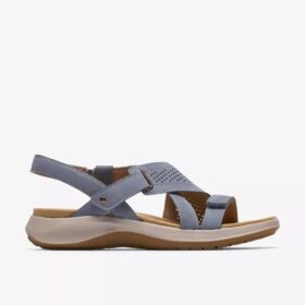 Sandales plates Maelynn Gem pour femme, en nubuck bleu denim