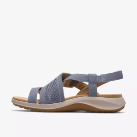 Sandales plates Maelynn Gem pour femme, en nubuck bleu denim