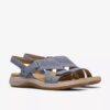 Sandales plates Maelynn Gem pour femme, en nubuck bleu denim