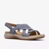 Sandales plates Maelynn Gem pour femme, en nubuck bleu denim