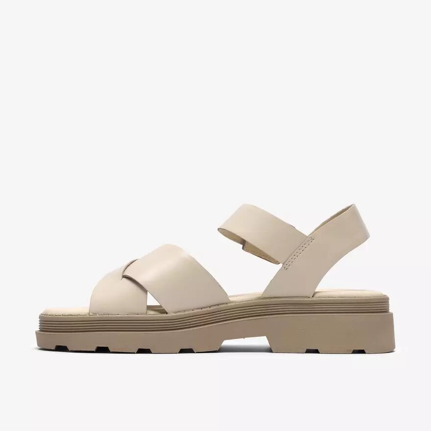 Sandales plates Orinoco3 Cross en cuir crème pour femme Sandales plates Orinoco3 Cross en cuir crème pour femme