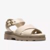 Sandales plates Orinoco3 Cross en cuir crème pour femme Sandales plates Orinoco3 Cross en cuir crème pour femme