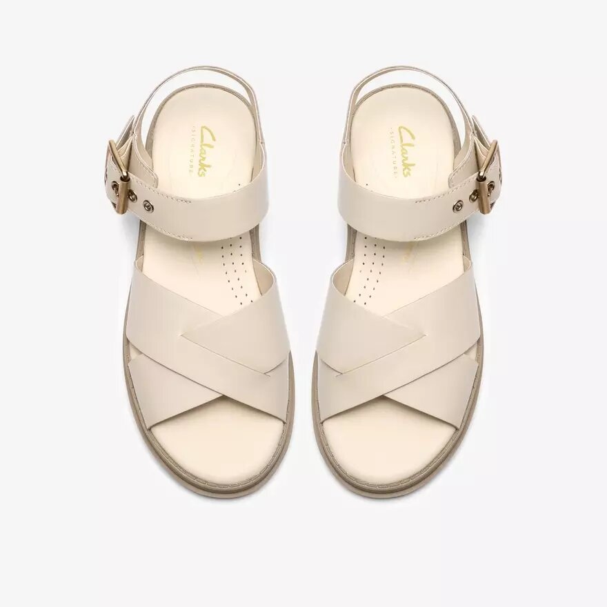 Sandales plates Orinoco3 Cross en cuir crème pour femme Sandales plates Orinoco3 Cross en cuir crème pour femme