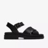 Sandales plates Orinoco3 Cross en cuir noir pour femme Sandales plates Orinoco3 Cross en cuir noir pour femme