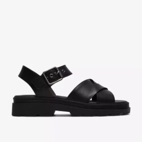 Sandales plates Orinoco3 Cross en cuir noir pour femme Sandales plates Orinoco3 Cross en cuir noir pour femme