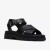 Sandales plates Orinoco3 Cross en cuir noir pour femme Sandales plates Orinoco3 Cross en cuir noir pour femme