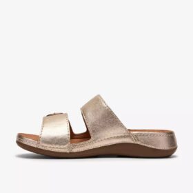 Sandales plates pour femme Cecily Step en cuir champagne