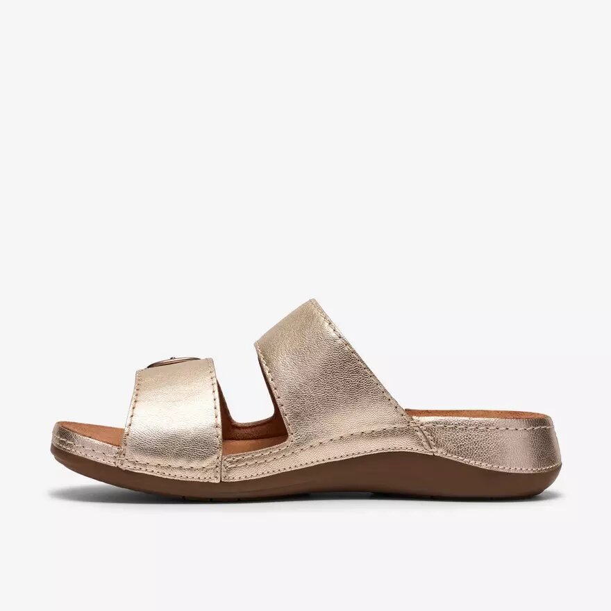 Sandales plates pour femme Cecily Step en cuir champagne Sandales plates pour femme Cecily Step en cuir champagne