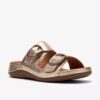 Sandales plates pour femme Cecily Step en cuir champagne Sandales plates pour femme Cecily Step en cuir champagne