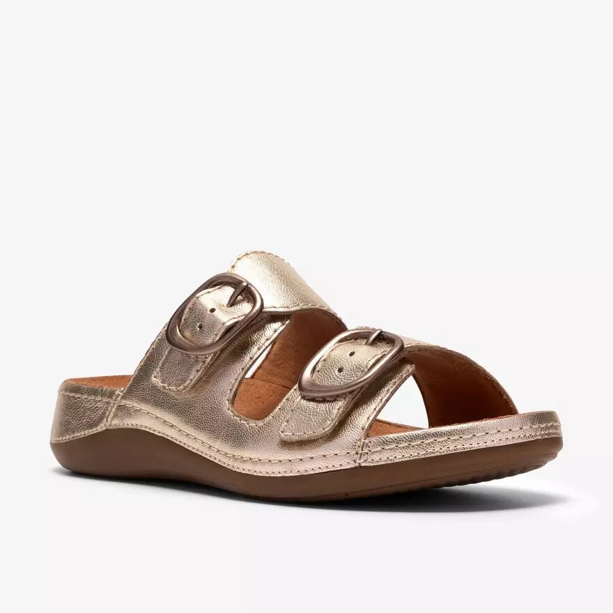 Sandales plates pour femme Cecily Step en cuir champagne Sandales plates pour femme Cecily Step en cuir champagne