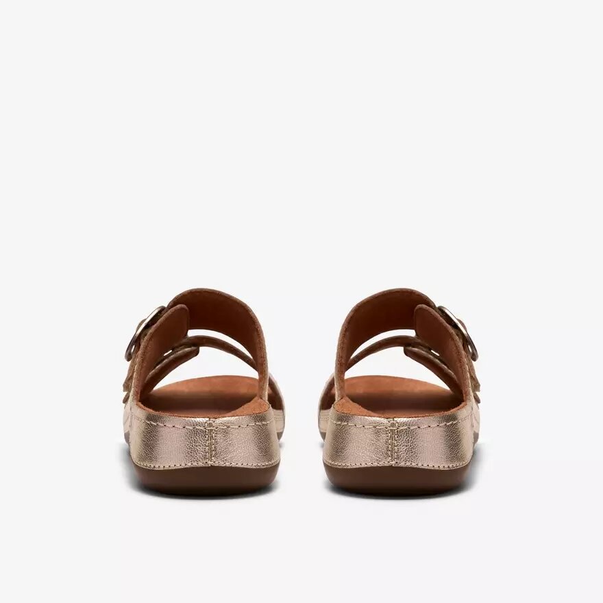 Sandales plates pour femme Cecily Step en cuir champagne Sandales plates pour femme Cecily Step en cuir champagne