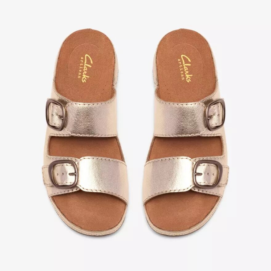 Sandales plates pour femme Cecily Step en cuir champagne Sandales plates pour femme Cecily Step en cuir champagne