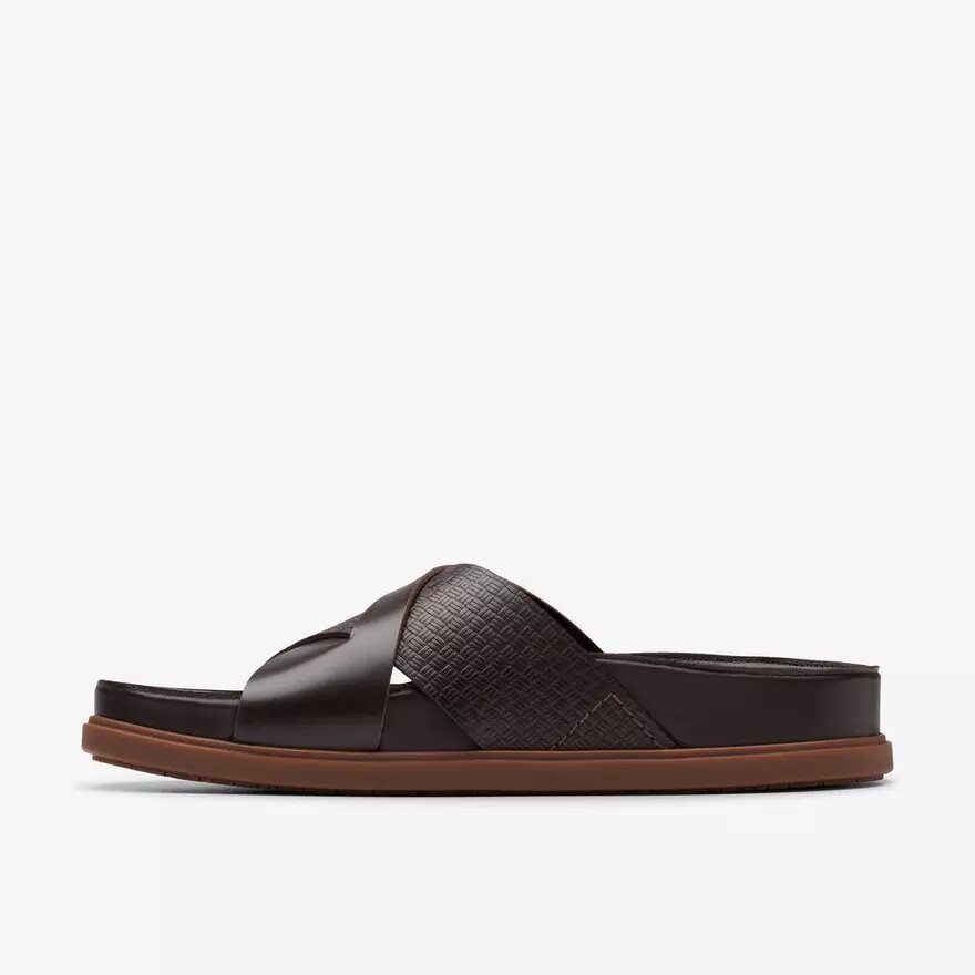 Sandales plates pour homme Torford Cross en cuir marron Sandales plates pour homme Torford Cross en cuir marron