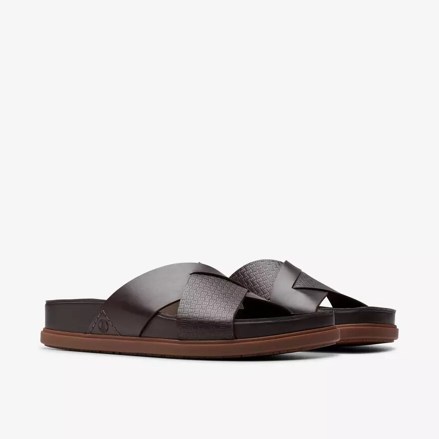 Sandales plates pour homme Torford Cross en cuir marron Sandales plates pour homme Torford Cross en cuir marron