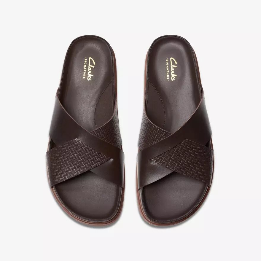 Sandales plates pour homme Torford Cross en cuir marron Sandales plates pour homme Torford Cross en cuir marron