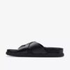 Sandales plates Torford Cross en cuir noir pour homme Sandales plates Torford Cross en cuir noir pour homme
