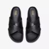 Sandales plates Torford Cross en cuir noir pour homme Sandales plates Torford Cross en cuir noir pour homme