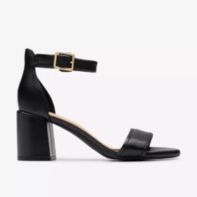 Sandales à talons en cuir noir Ezoria Mae pour femme