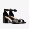 Sandales à talons en cuir noir Ezoria Mae pour femme