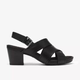Sandales à talons en cuir noir Kymber Shine pour femme