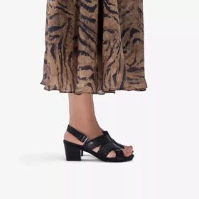 Sandales à talons en cuir noir Kymber Shine pour femme