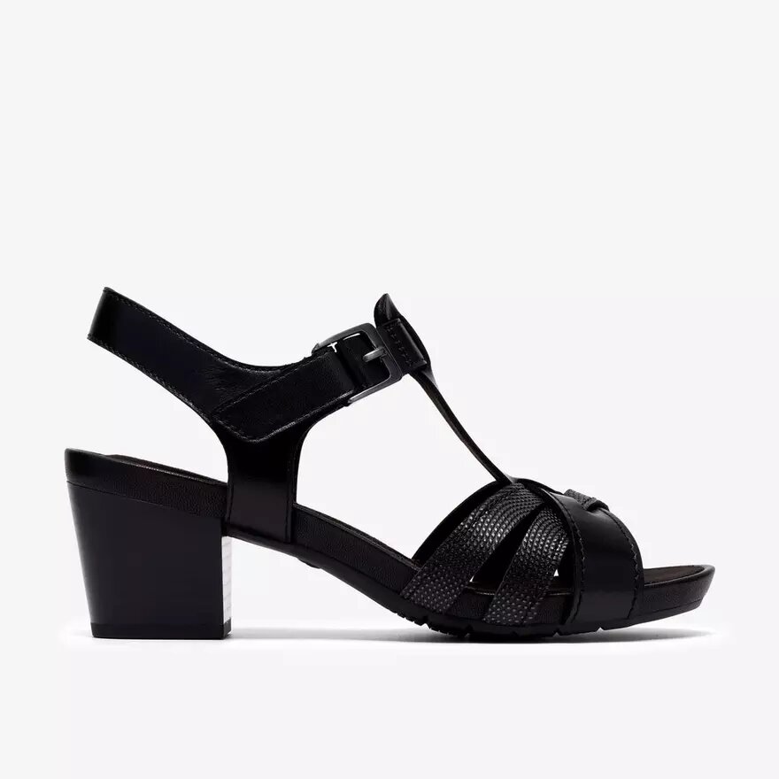 Sandales à talons Kymber Glow en cuir noir pour femme Sandales à talons Kymber Glow en cuir noir pour femme