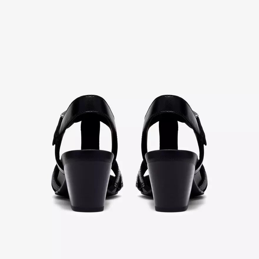 Sandales à talons Kymber Glow en cuir noir pour femme Sandales à talons Kymber Glow en cuir noir pour femme
