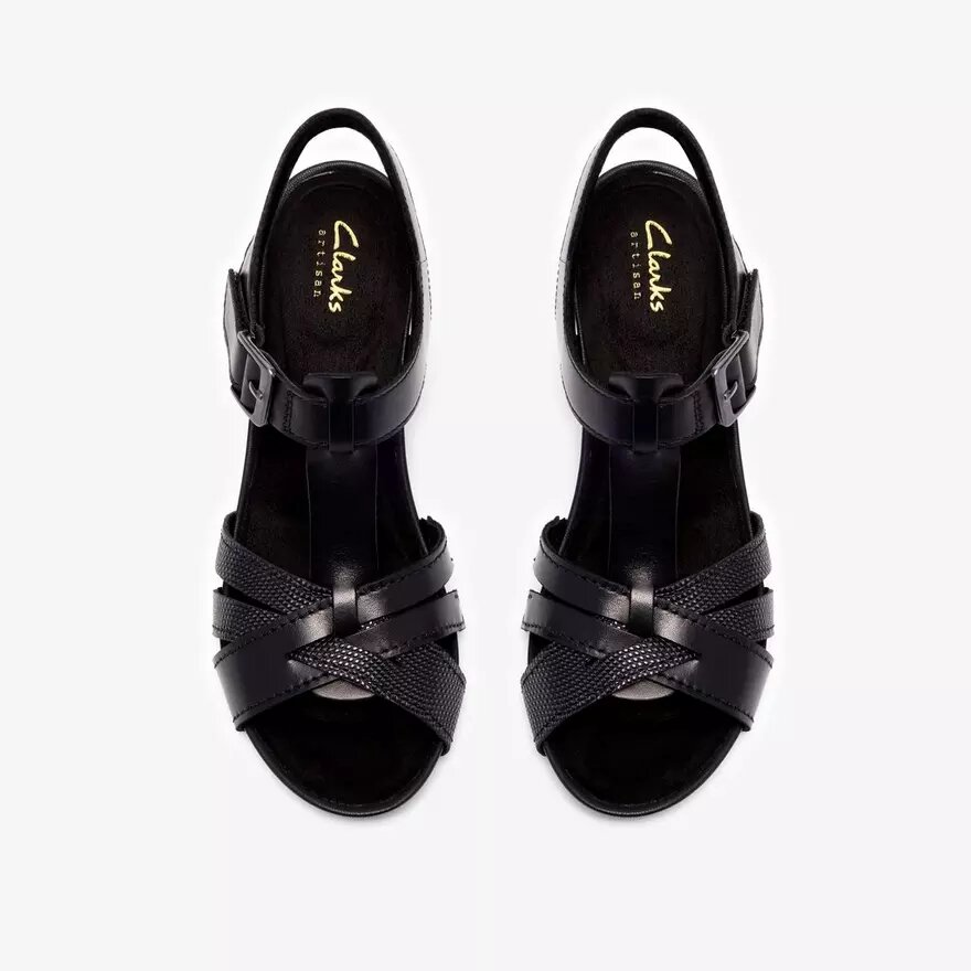 Sandales à talons Kymber Glow en cuir noir pour femme Sandales à talons Kymber Glow en cuir noir pour femme