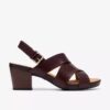 Sandales à talons Kymber Shine en cuir marron foncé pour femme Sandales à talons Kymber Shine en cuir marron foncé pour femme