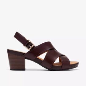 Sandales à talons Kymber Shine en cuir marron foncé pour femme