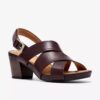 Sandales à talons Kymber Shine en cuir marron foncé pour femme Sandales à talons Kymber Shine en cuir marron foncé pour femme