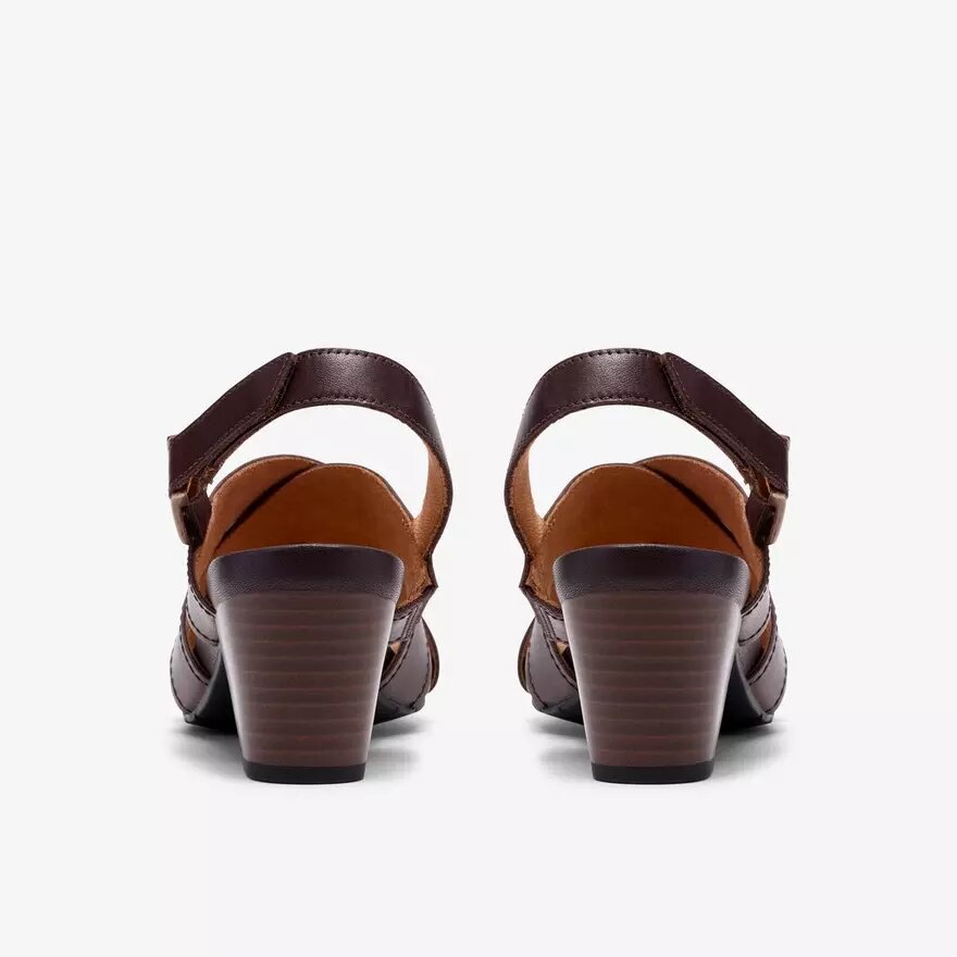 Sandales à talons Kymber Shine en cuir marron foncé pour femme Sandales à talons Kymber Shine en cuir marron foncé pour femme