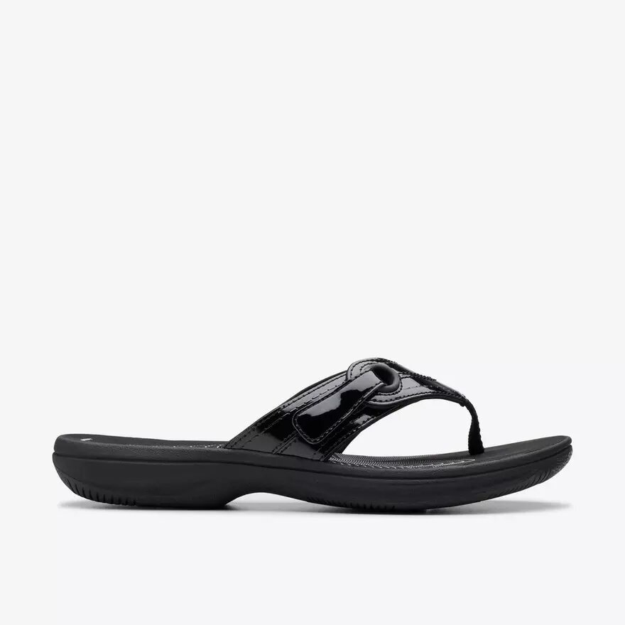 Tongs Cloudsteppers™ Breeze Reyna noires vernies pour femme Tongs Cloudsteppers™ Breeze Reyna noires vernies pour femme