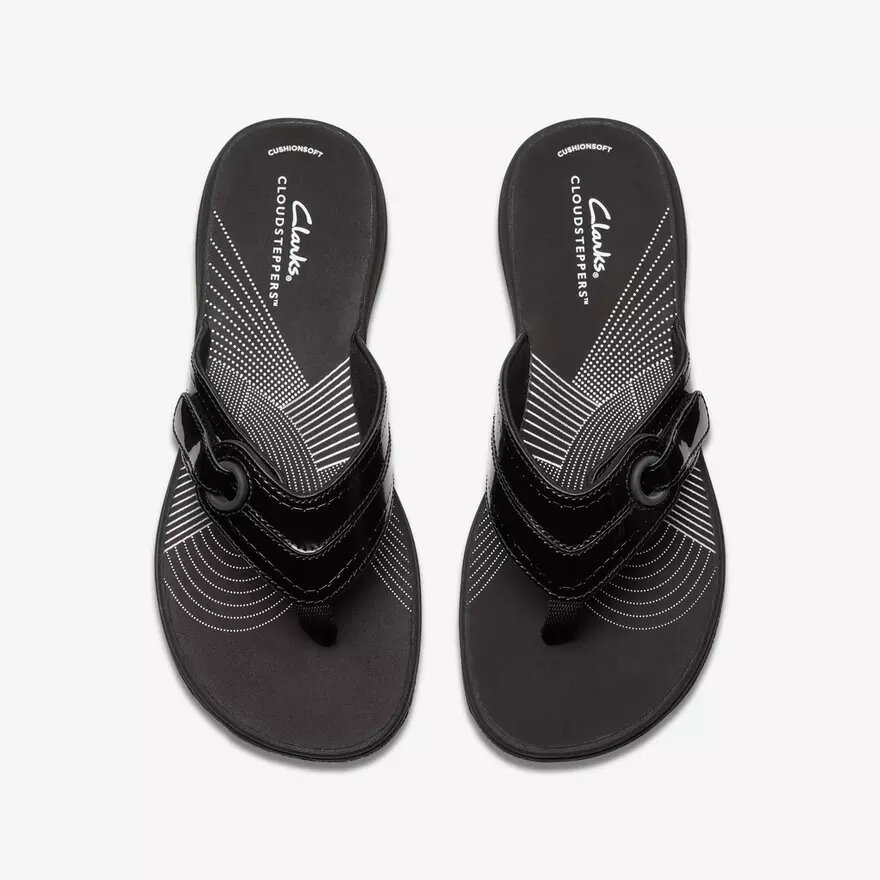 Tongs Cloudsteppers™ Breeze Reyna noires vernies pour femme Tongs Cloudsteppers™ Breeze Reyna noires vernies pour femme