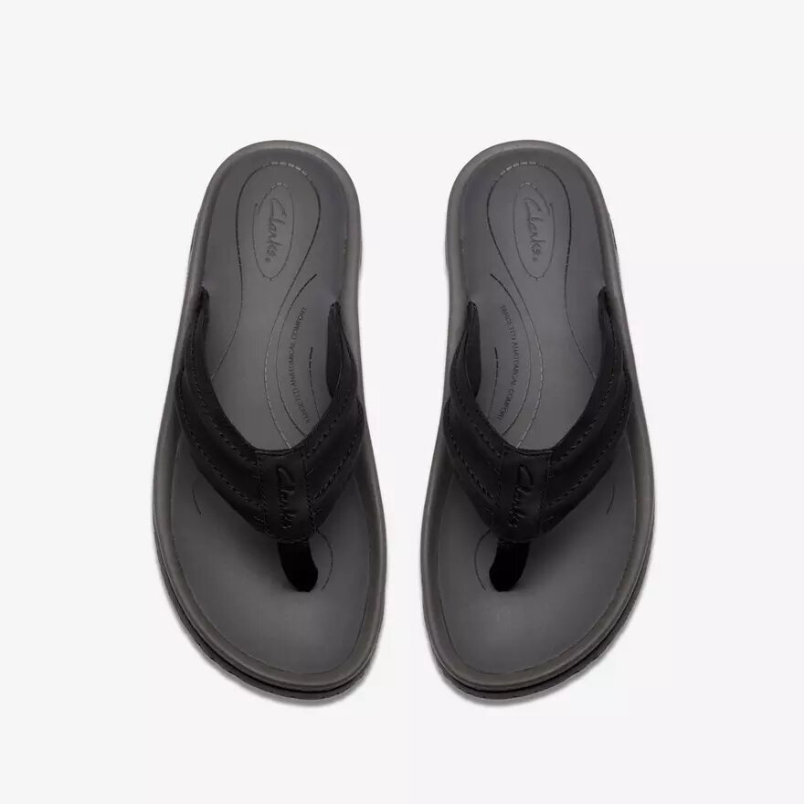 Tongs Wesley Surf en cuir noir pour homme Tongs Wesley Surf en cuir noir pour homme