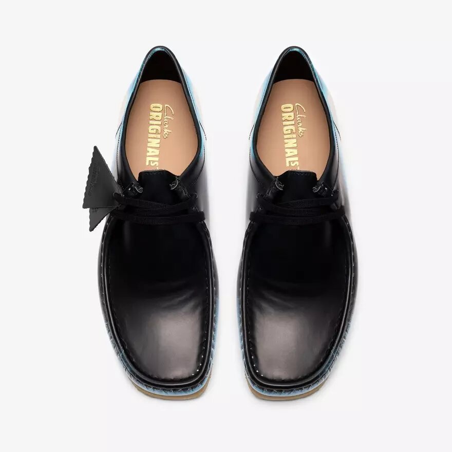 Wallabee noir pour homme, en cuir « Brush-Off » pour Wallabees Wallabee noir pour homme, en cuir « Brush-Off » pour Wallabees